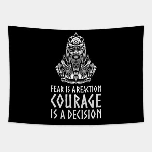Motivational Norse Mythology - Courage Is A Decision - Odin Tapestry
