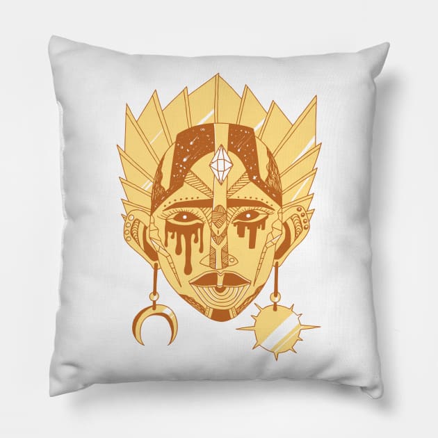 Terracotta African Mask No 12 Pillow by kenallouis