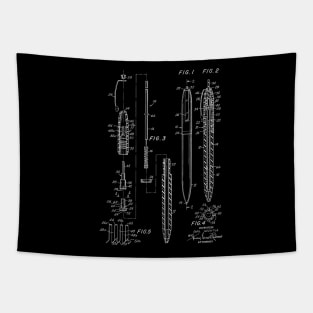 Ball-point pen Mechanism Vintage Patent Hand Drawing Tapestry