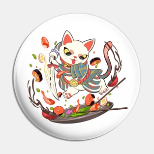 Cute Samurai Cat T-Shirt Pin