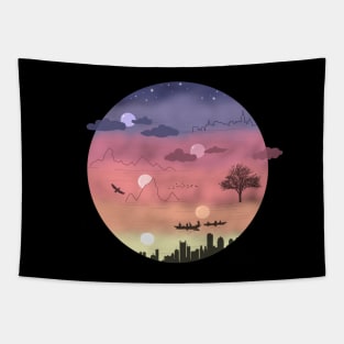 many lands under one sun graphic Tapestry