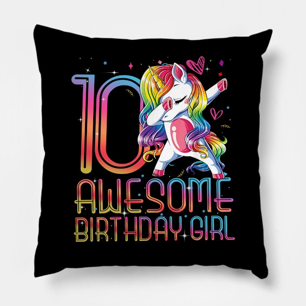 12th Birthday Girl 12 Years Old Awesome Unicorn Dabbing Bday Pillow by The Design Catalyst