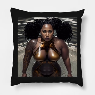 Summer Vibes, Curvy Summer, Curvy and Beautiful Superwoman, Swimmer Athlete. Female are strong. Sticker Pillow