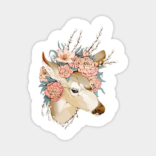 Peony Deer Magnet