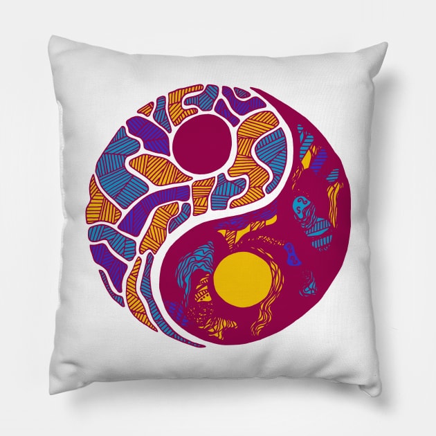 Triad Abstract Yin Yang Pillow by kenallouis