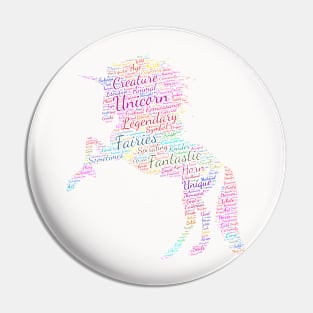 Unicorn Fantastic Legend Silhouette Shape Text Word Cloud Pin