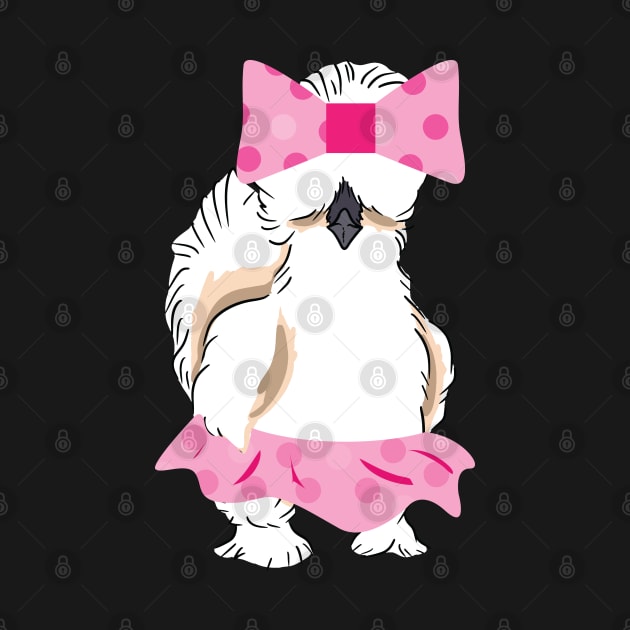 Silkie Chicken Wearing Pink Tutu by DebbiesDashingDesigns