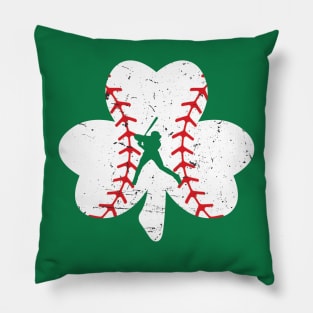 Distressed Shamrock Baseball St Patricks Day Pillow