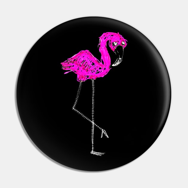 Flamingo Doodle White Pin by Mijumi Doodles