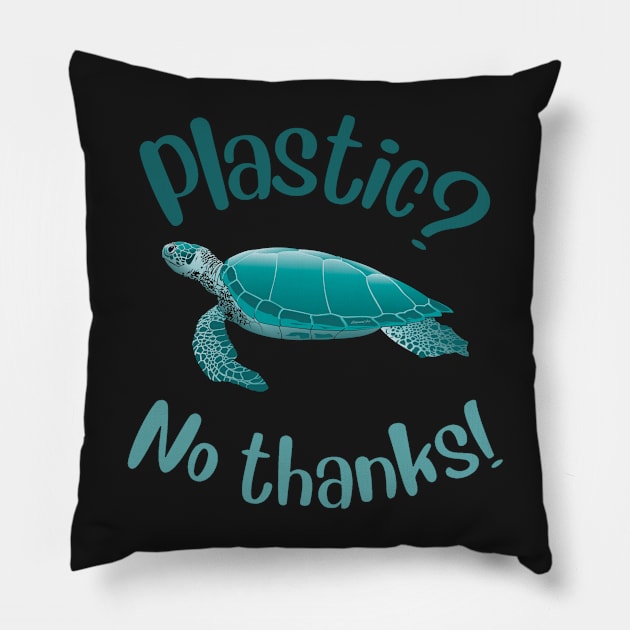 Plastic? No thanks sea turtle Pillow by LukjanovArt