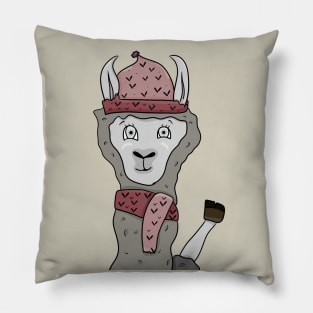 Cute winter llama Pillow