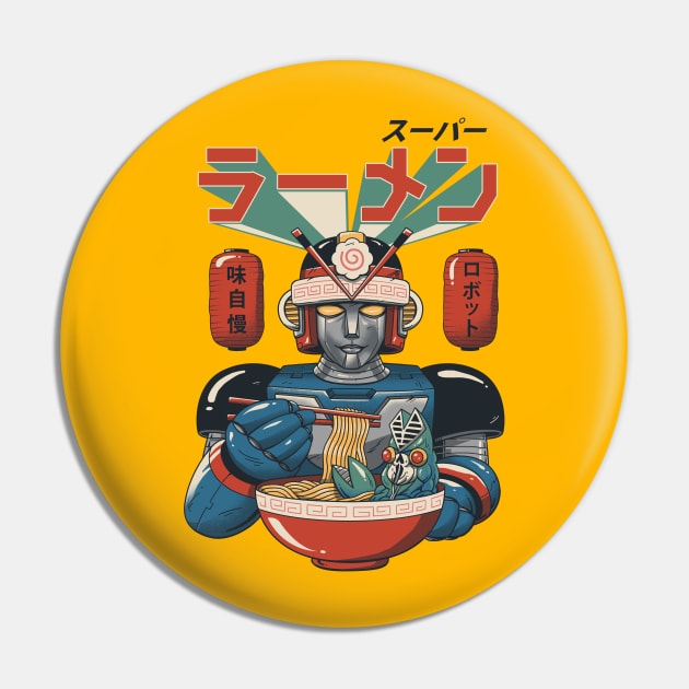 Super Ramen Bot Pin by Vincent Trinidad Art