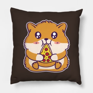 Cute Hamster Eating Pizza Kawaii Rodent Lover Pillow