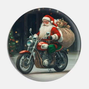 Santa on motorbike Pin