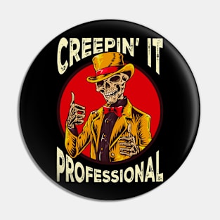 Funny Skeleton Meme Pun Goth Men Women Funny Halloween Pin