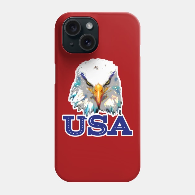 Blue USA Eagle Head Phone Case by Coron na na 