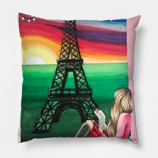 Love letter with a view of the Eiffel Tower Pillow