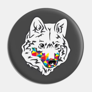 Rainbow Wolf Head Pin