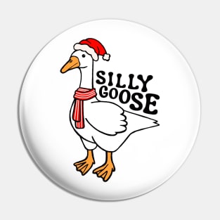 Silly Goose with Santa Hat Pin