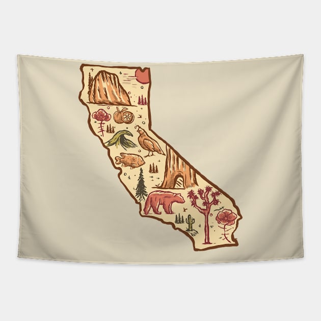 California Icon Tapestry by Big Sur California 