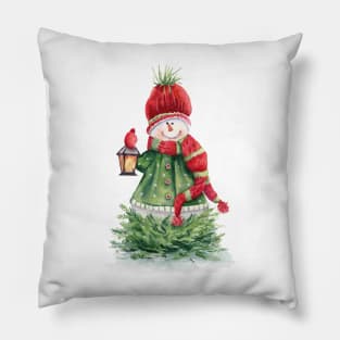 Watercolor snowman Pillow