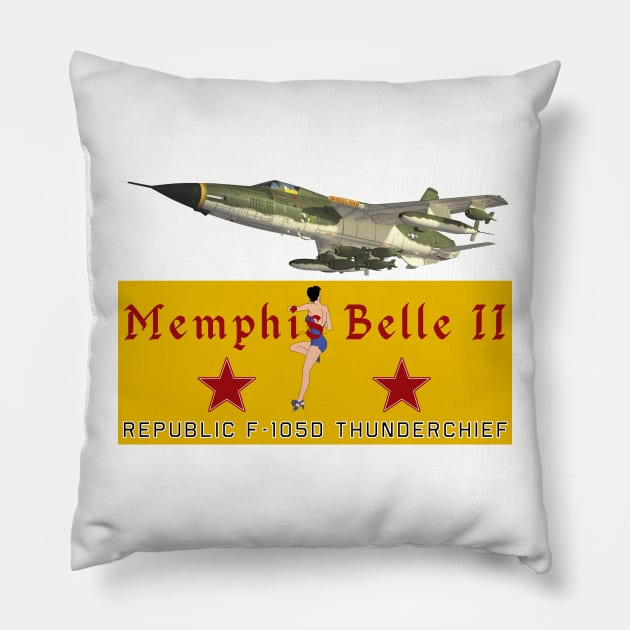 F-105D Thunderchief Memphis Belle II Pillow by John_Matthews_Art