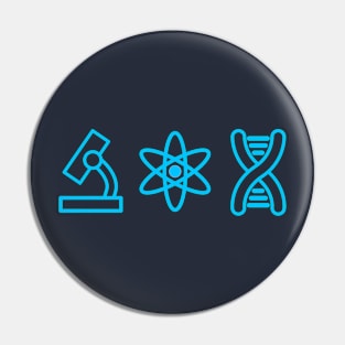 Neon Blue Science Icons T-Shirt Pin