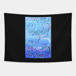 Dreamland Whimsy, Pretty Periwinkle Text Graphic Design Tapestry