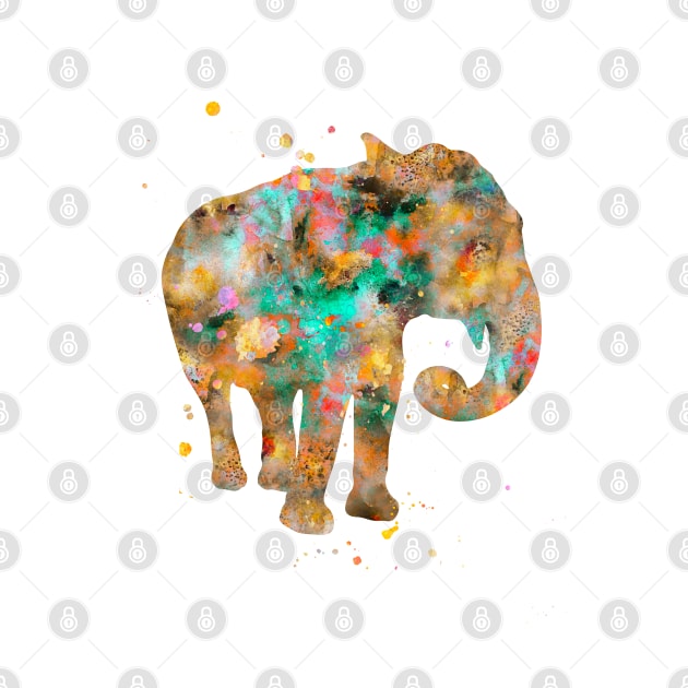 Elephant Watercolor Painting Gold by Miao Miao Design