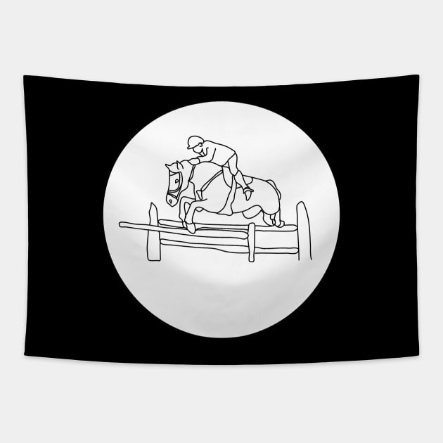 Horse rider. Interesting design, modern, interesting drawing. Hobby and interest. Concept and idea. Tapestry by grafinya