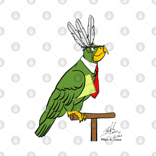 Oscar the Catoon Parrot as a Secretary Bird by Laughing Parrot