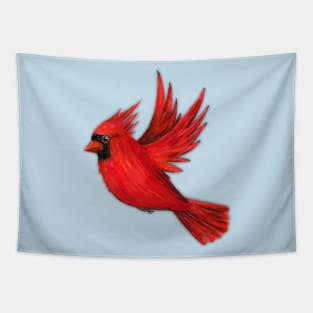 Flying northern cardinal Tapestry