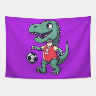 Cool dinosaur playing football Tapestry