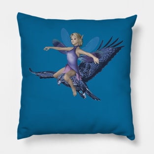 Fairy faerie elf riding eagle flying Pillow