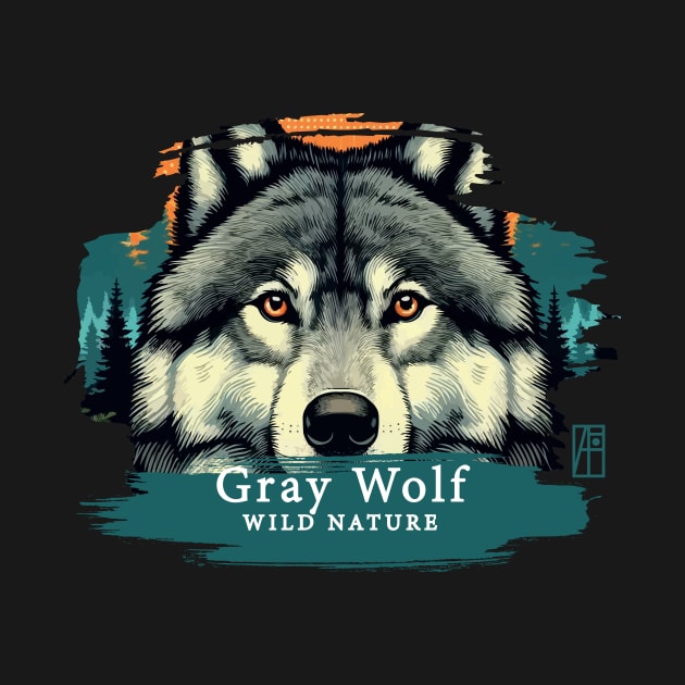 Gray Wolf - WILD NATURE - WOLF -5 by ArtProjectShop