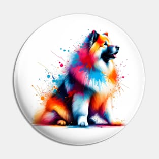 Vibrant Eurasier Dog in Colorful Splashed Paint Style Pin