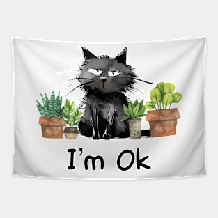 I’m Ok Funny Gardening Plants And Cats lover Tapestry