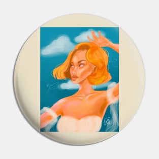 Golden Sky - Woman in the Clouds Portrait Pin