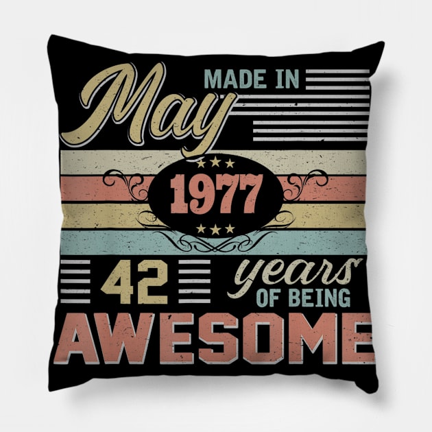 43rd Birthday gift 43 Years Old Awesome Since May 1977 Pillow by bummersempre66