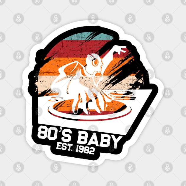 80's Baby Retro Music DJ Gift Magnet by TheAparrelPub