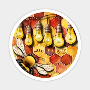 Honeycomb with Bee and Save the Bees Magnet