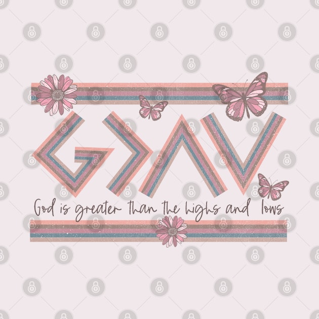 Christian Quote - God is Greater than the Highs and Lows by Mastilo Designs