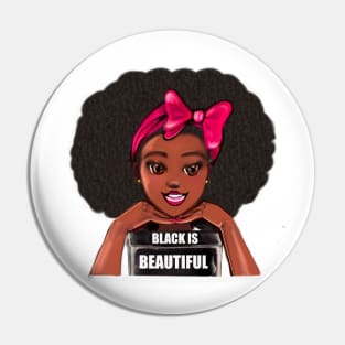 Queen Black is beautiful black girl with Big afro, pink bow, brown eyes and dark brown skin ! Pin