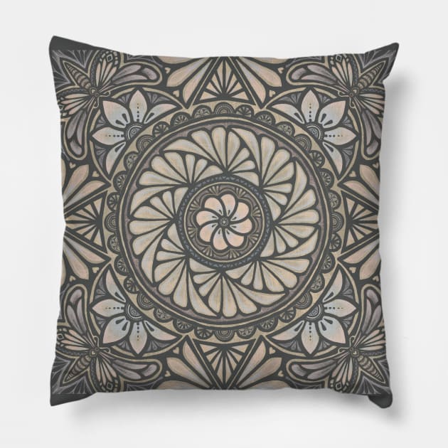 Pasifika warm graphite grey Pillow by AprilAppleArt