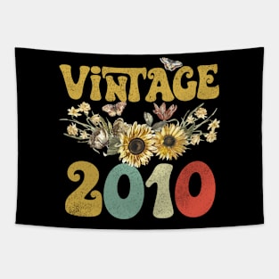 Vintage 2010 Sunflower Floral Retro Groovy 13th Birthday Tapestry