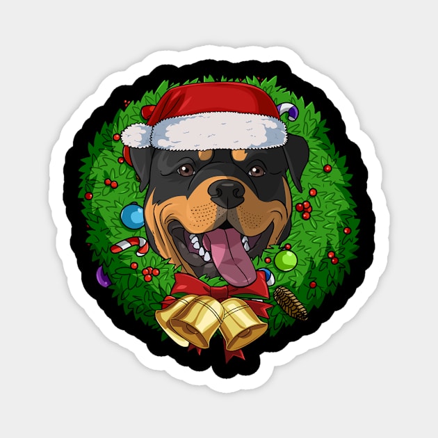 Funny Rottweiler Santa Christmas Wreath Magnet by Noseking