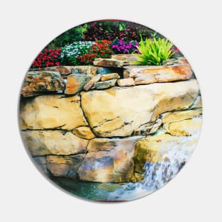 Colorful Flowers on Rocks Beside Flowing Stream Pin