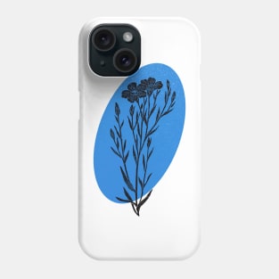 Flax flower linocut print Phone Case