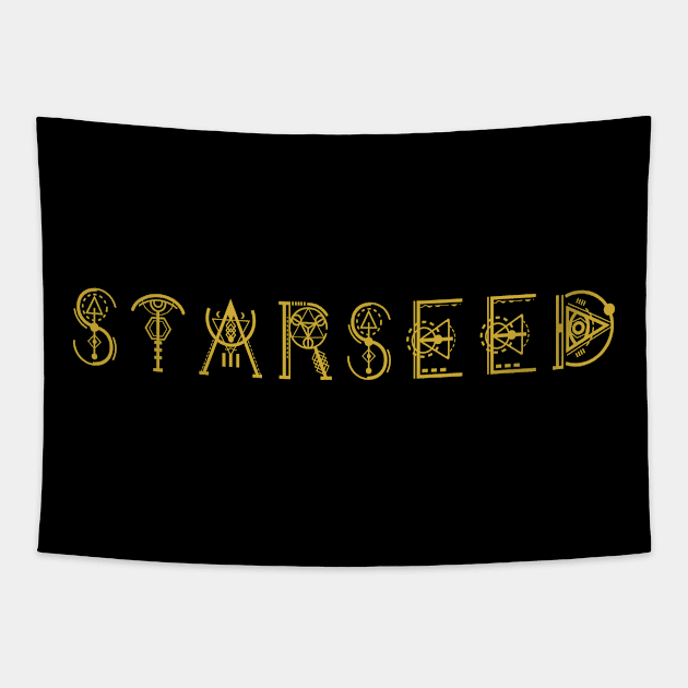 Starseed In Scared Geometry Ancient Script Tapestry by BamBam