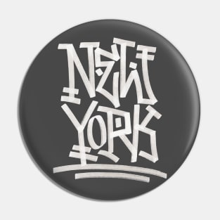 New York Tag 2 (White on black) Pin